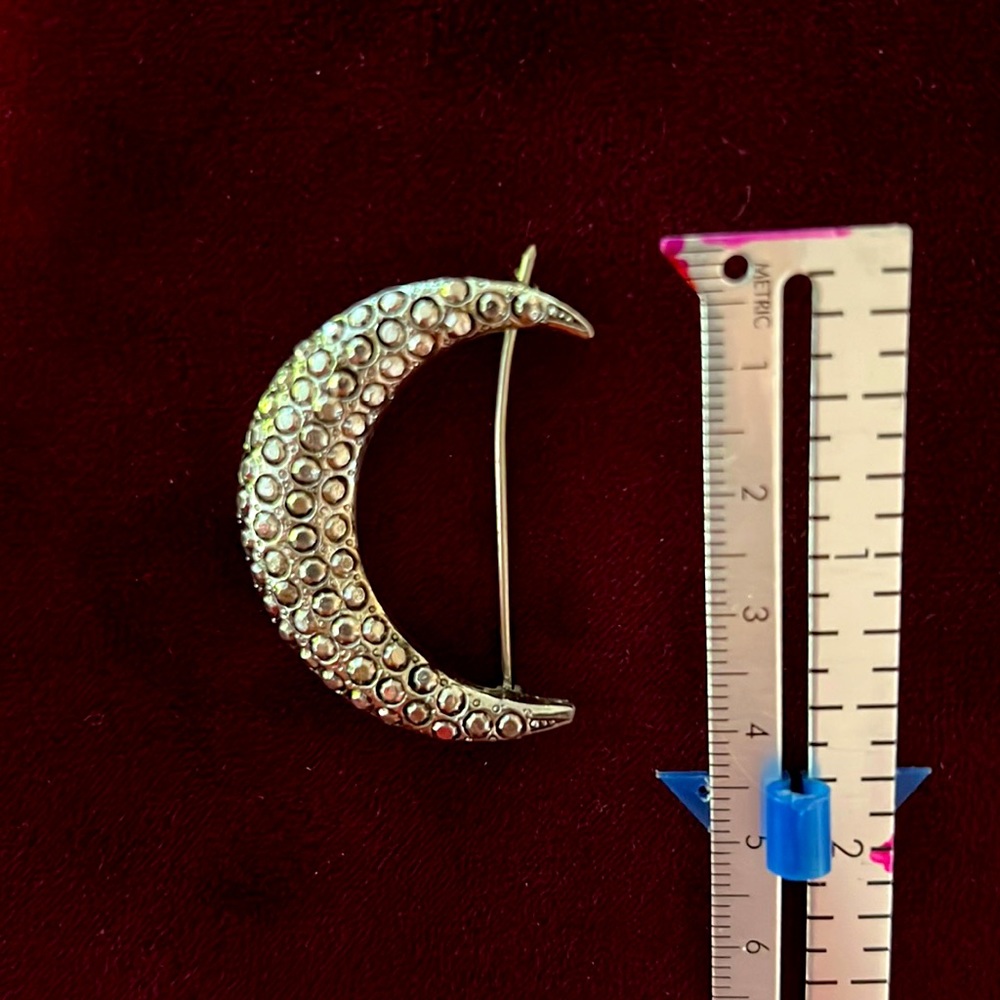 Crescent Moon pin Brooch 1 ¾ inch